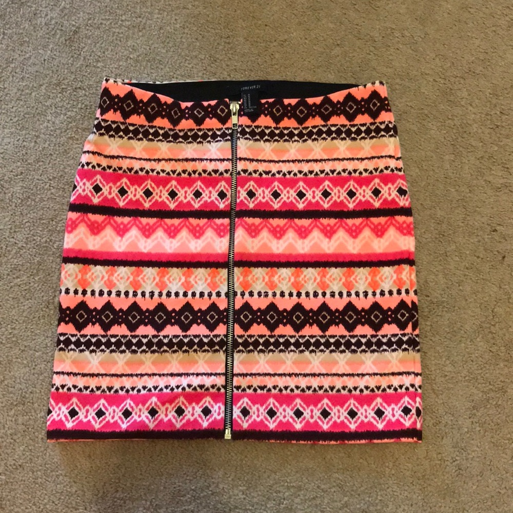 Bright forever 21 zip skirt
